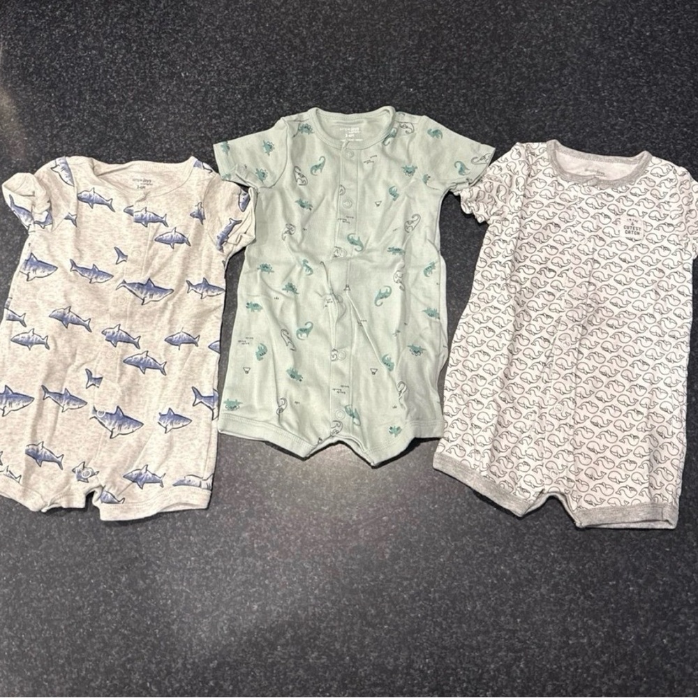 Kids Romper Set - Shark and Whale Print